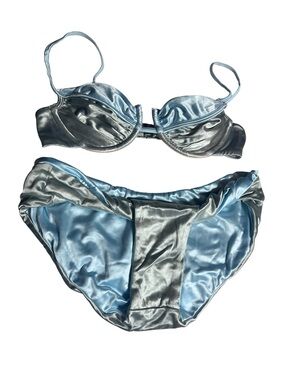 Isa Boulder metallic light blue two-piece swimsuit by the designer brand Isa
Bou